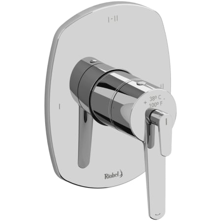 Riobel Venty Two Independent and One Shared Function Thermostatic Valve Trim Only with Single Lever Handle and Integrated Diverter - Less Rough In Chrome