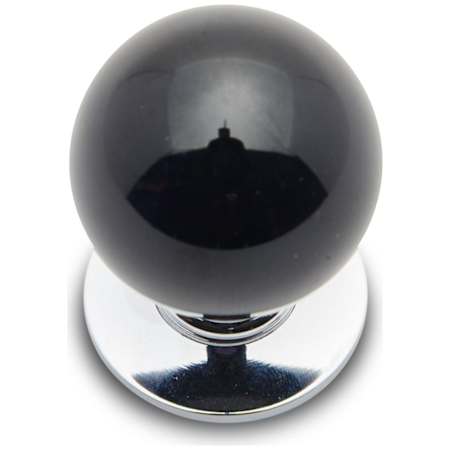 RK International Porcelain 1-1/4" Round Ball Classic Cabinet Knob with Backplate Chrome / Black