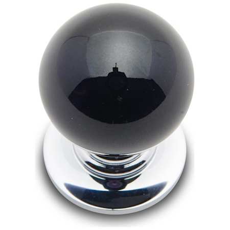 RK International Porcelain 1" Round Ball Classic Cabinet Knob with Backplate Chrome / Black