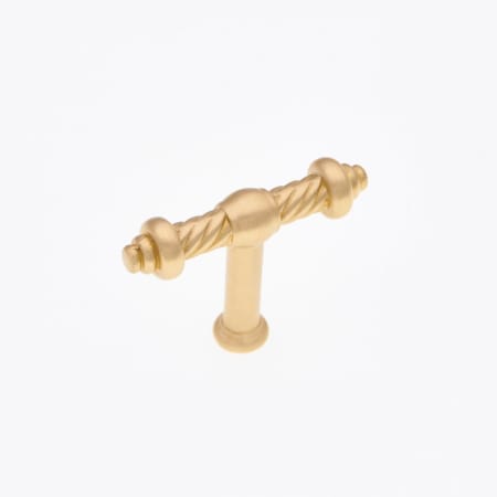 RK International Rustic Industrial 2" Wide at Top - T Bar Spiral Twisted Solid Brass Cabinet Knob / Drawer Knob Satin Brass