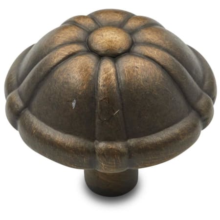 RK International Small Petal 1-1/4" Round Solid Brass Flower Farmhouse Mushroom Cabinet / Drawer Knob Antique English