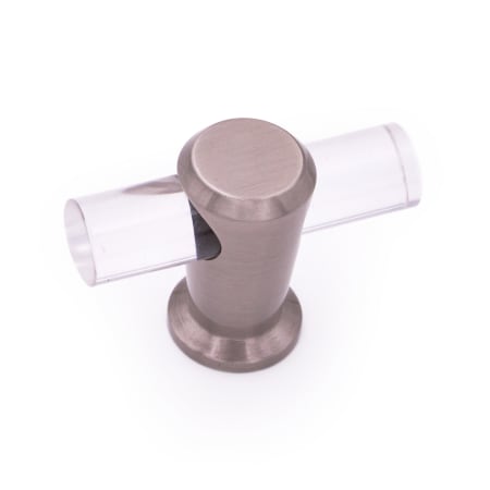 RK International Radiance 2" Wide Single Post Modern Acrylic T Bar Cabinet Knob / T Bar Drawer Knob with Solid Brass Base Satin Nickel