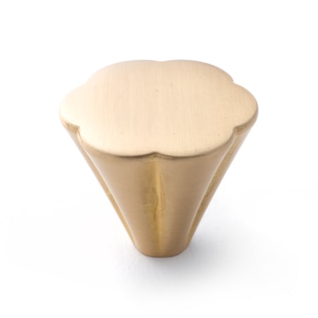 RK International Florian 1 1/4" Modern Scalloped Cone Solid Brass Cabinet Knob / Drawer Knob Satin Brass