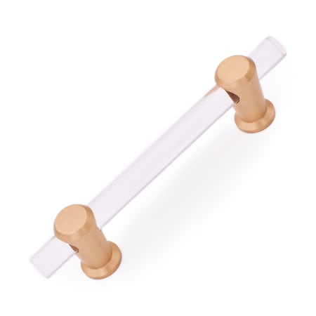 RK International Radiance 4" Center to Center Modern Acrylic Bar Cabinet Handle Drawer Pull with Solid Brass Mounts Satin Brass