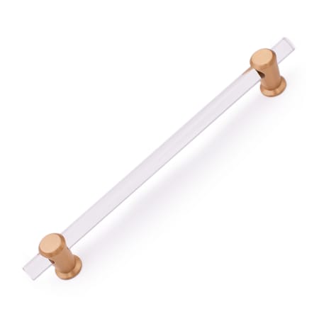 RK International Radiance 8" Center to Center Modern Acrylic Bar Cabinet Handle / Drawer Pull with Solid Brass Mounts / Ends Satin Brass