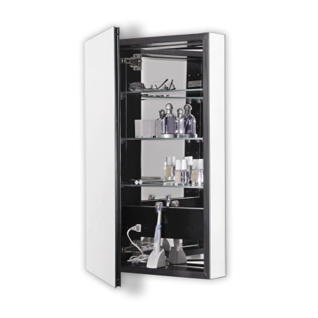 Robern PL 15" x 30" Frameless Medicine Cabinet with Left Hinge, Flat Mirror and Electrical Outlet Black