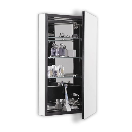 Robern PL 15" x 30" Frameless Medicine Cabinet Right Hinged with Flat Mirror and Electrical Outlet Black
