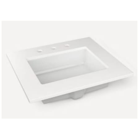 Robern Profiles and Cartesian 25" Three Hole Vanity Top with Center Sink Quartz White