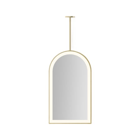 Robern Sculpt 19-1/4"W x 33"H Arched Flat Metal Framed Ceiling Mounted Bathroom Mirror with LED Lighting Brass