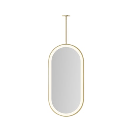 Robern Sculpt 19-1/4"W x 39-3/8"H Pill Flat Metal Framed Ceiling Mounted Bathroom Mirror with LED Lighting Brass