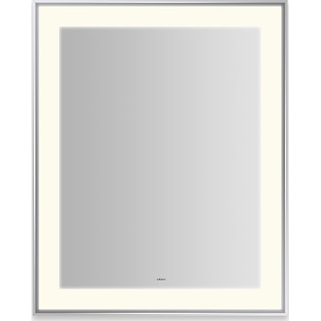 Robern Sculpt 25-1/4"W x 31-1/4"H Rectangular Flat Metal Framed Wall Mounted Bathroom Mirror with LED Lighting Chrome