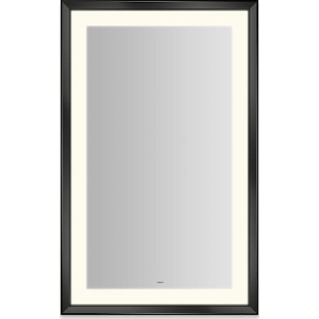 Robern Sculpt 27"W x 43"H Rectangular Flat Metal Framed Wall Mounted Bathroom Mirror with LED Lighting Matte Black