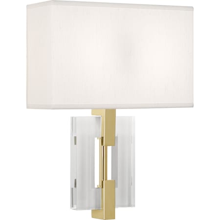 Robert Abbey Lincoln 2 Light 16" Tall Wall Sconce with Dupioni Silk Shade Modern Brass / Crystal