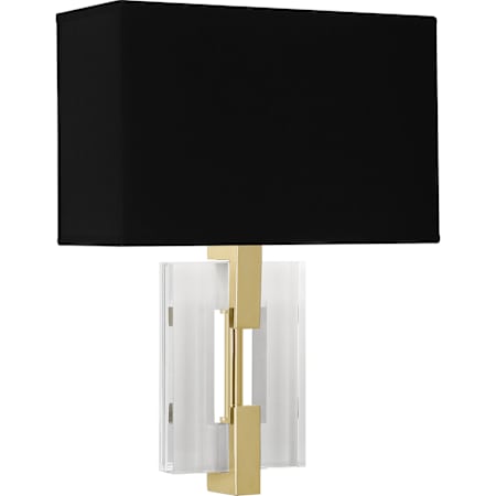 Robert Abbey Lincoln 2 Light 16" Tall Wall Sconce with Black Paper Shade Modern Brass / Crystal
