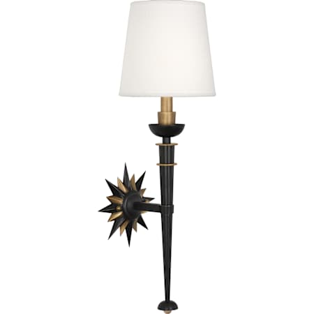 Robert Abbey Cosmos 26" Tall Wall Sconce with White Fabric Shade Deep Patina Bronze / Warm Brass