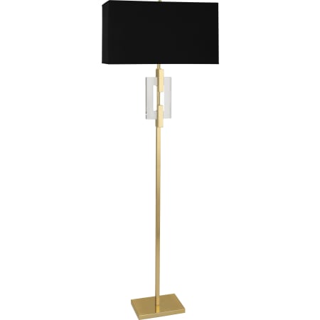 Robert Abbey Lincoln 63" Tall Buffet Floor Lamp with Black Shade Modern Brass / Clear