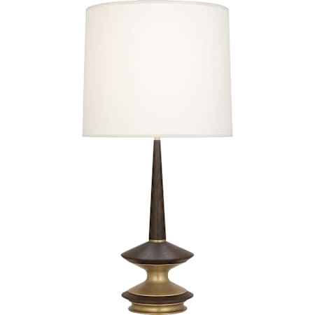 Robert Abbey Fletcher 35" Tall Buffet Table Lamp with White Fabric Shade Warm Brass / Dark Walnut