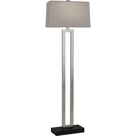 Robert Abbey Doughnut 60" Tall Torchiere Floor Lamp with Gray Fabric Shade Antique Silver