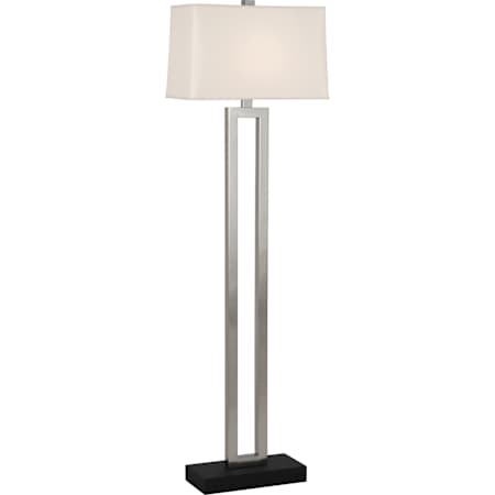 Robert Abbey Doughnut 60" Tall Torchiere Floor Lamp with Snowflake Fabric Shade Antique Silver