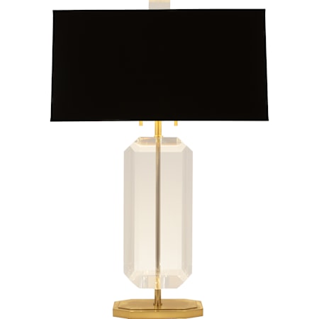 Robert Abbey Jacqueline 2 Light 30" Tall Buffet Table Lamp with Satin Black Paper Shade Modern Brass / Lucite Crystal