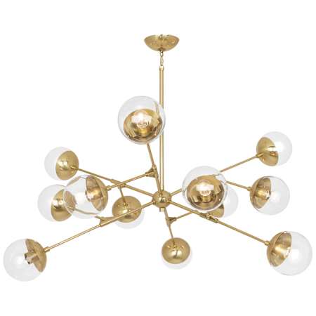 Robert Abbey Celeste 12 Light 48" Wide Sputnik Chandelier with Clear Glass Shades Modern Brass