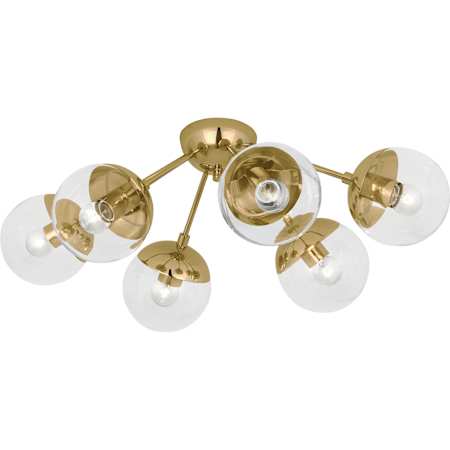 Robert Abbey Celeste 6 Light 31" Wide Semi-Flush Ceiling Fixture with Clear Glass Shades Modern Brass