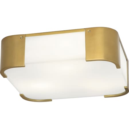 Robert Abbey Bryce 3 Light 14" Wide Flush Mount Square Ceiling Fixture with Frosted Glass Shade Antique Brass