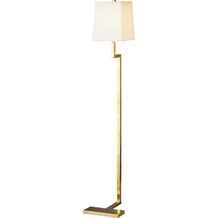 Robert Abbey Doughnut 49" Tall Arc Floor Lamp with White Fabric Shade Natural Brass