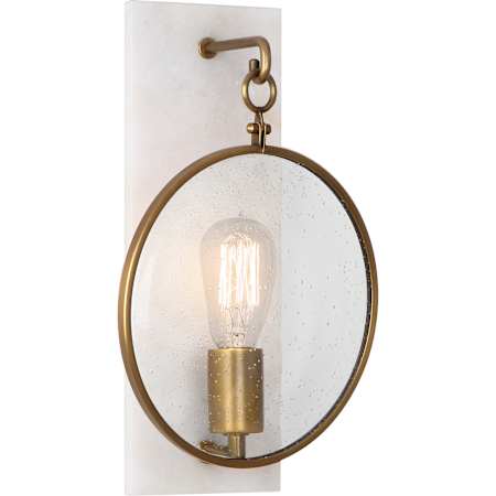 Robert Abbey Fineas 14" Tall Wall Sconce with Clear, Seedy Glass Shade Aged Brass / Alabaster Stone