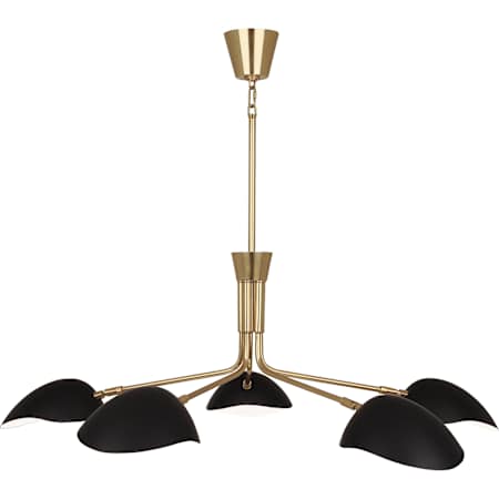 Robert Abbey Rico Espinet Racer 5 Light 50" Wide Chandelier Modern Brass / Matte Black