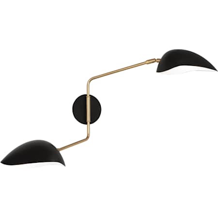 Robert Abbey Rico Espinet Racer 2 Light 21" Tall Wall Sconce Modern Brass / Matte Black