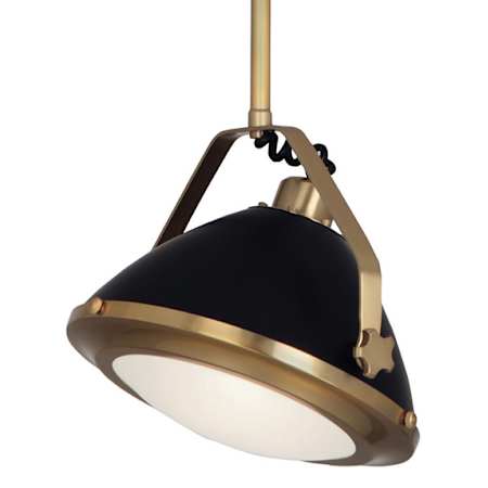 Robert Abbey Apollo 13" Wide Pendant Antique Brass / Matte Black