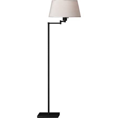 Robert Abbey Real Simple 56" Tall Swing Arm Floor Lamp with Snowflake Fabric Shade Matte Black