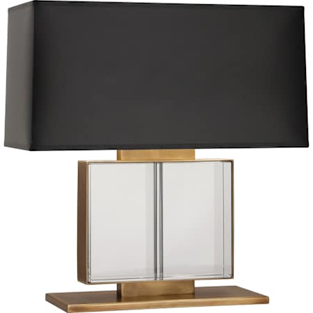Robert Abbey Sloan 2 Light 19" Tall Buffet Table Lamp with Black Paper Shade Lead Crystal / Aged Brass