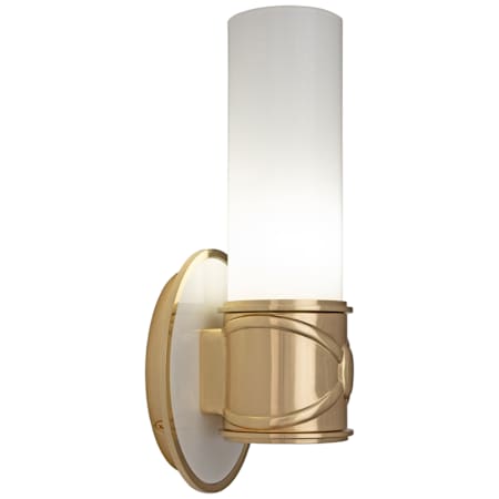Robert Abbey Chase 12" Tall Wall Sconce with Cased White Glass Shade Antique Brass / Polish Cas White