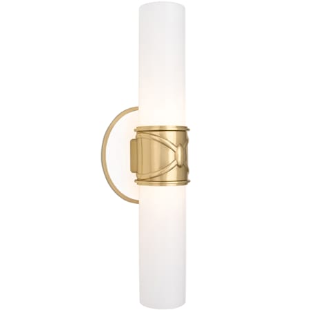 Robert Abbey Chase 2 Light 17" Tall Wall Sconce with Frosted Glass Shades Antique Brass / White