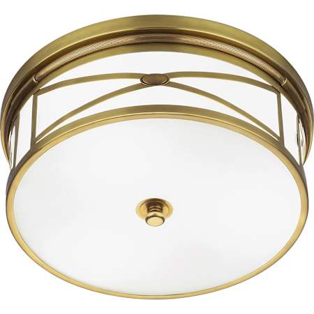 Robert Abbey Chase 3 Light 14" Wide Flush Mount Drum Ceiling Fixture with Frosted Glass Shade Antique Brass