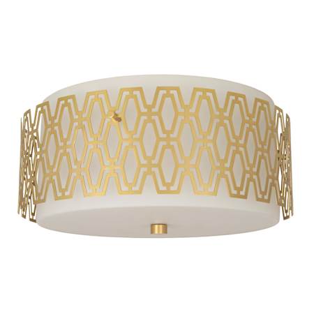 Robert Abbey Marcel 3 Light 16" Wide Flush Mount Drum Ceiling Fixture with Frosted Glass Shade Modern Brass / Frost Cas White
