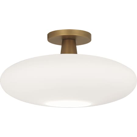 Robert Abbey Rico Espinet Ovo 15" Wide Semi-Flush Ceiling Fixture with Cased Glass Shade Aged Brass
