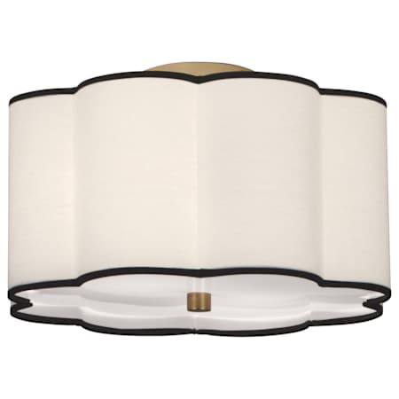 Robert Abbey Axis 2 Light 16" Wide Semi-Flush Drum Ceiling Fixture with White Fabric Shade Aged Brass