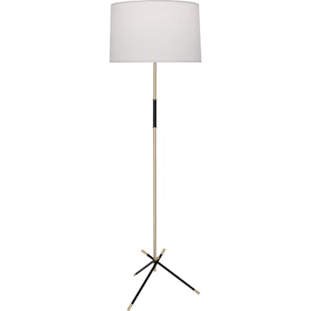 Robert Abbey Thatcher 63" Tall Torchiere Floor Lamp with Oyster Linen Shade Modern Brass / Matte Black