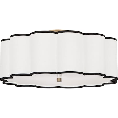 Robert Abbey Axis 4 Light 24" Wide Semi-Flush Drum Ceiling Fixture with White Fabric Shade Aged Brass