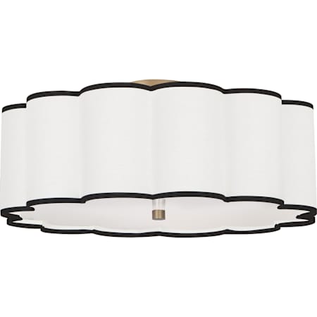 Robert Abbey Axis 4 Light 24" Wide Semi-Flush Drum Ceiling Fixture with White Fabric Shade Aged Brass