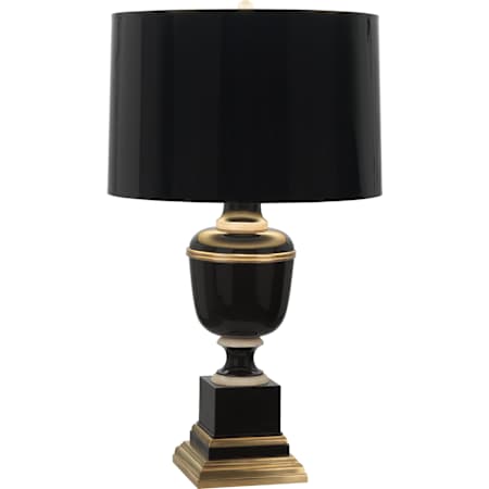 Robert Abbey Annika 30" Tall Buffet Table Lamp with Paper Shade Black Lacquer / Natural Brass / Ivory Crackle