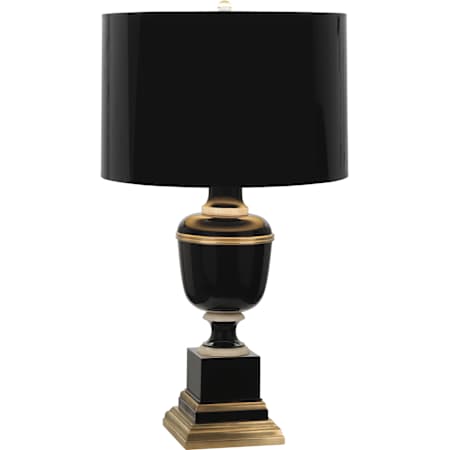 Robert Abbey Annika 24" Tall Buffet Table Lamp with Paper Shade Black Lacquer / Natural Brass / Ivory Crackle