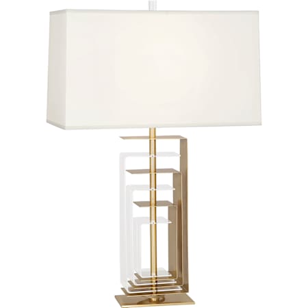 Robert Abbey Braxton 29" Tall Buffet Table Lamp with White Fabric Shade Modern Brass / Lucite Acrylic