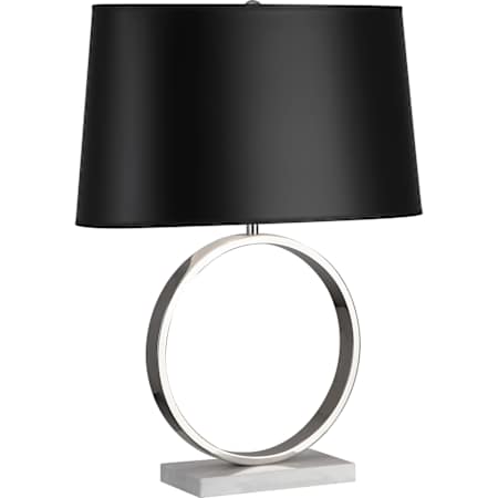 Robert Abbey Logan 25" Tall Buffet Table Lamp with Black Paper Shade and Marble Base Polished Nickel