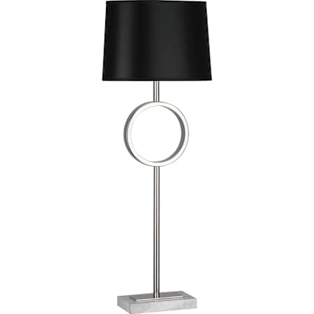Robert Abbey Logan 30" Tall Buffet Table Lamp with Black Paper Shade and Marble Base Polished Nickel