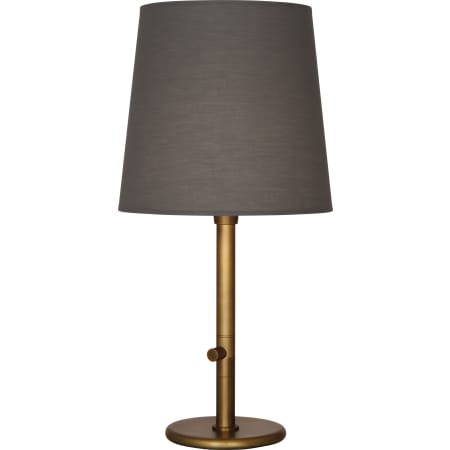 Robert Abbey Buster 29" Chica Buffet Table Lamp with a Smoke Gray Fabric Shade Aged Brass