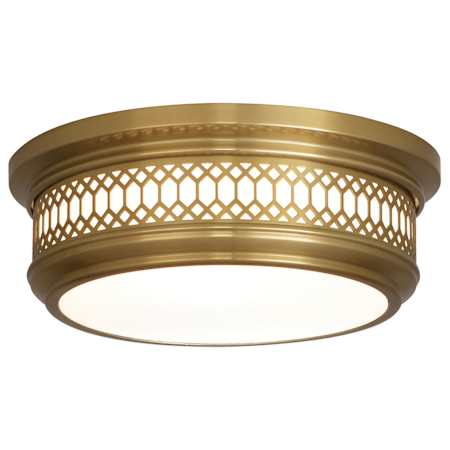 Robert Abbey Williamsburg Tucker 2 Light 12" Wide Flush Mount Bowl Ceiling Fixture with Frosted Glass Shade Antique Brass / White
